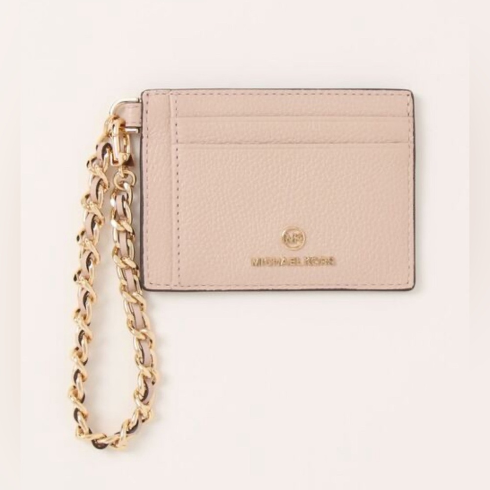 NWT Michael Kors Jet Set Charm Small ID Chain Card Holder, Light Pink